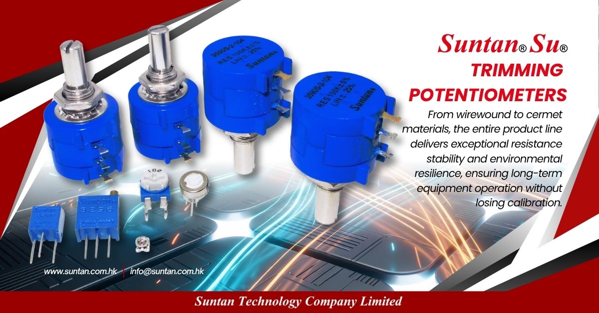 Suntan versatile trimming potentiometer selection featuring high density SMD and multi turn packaging options